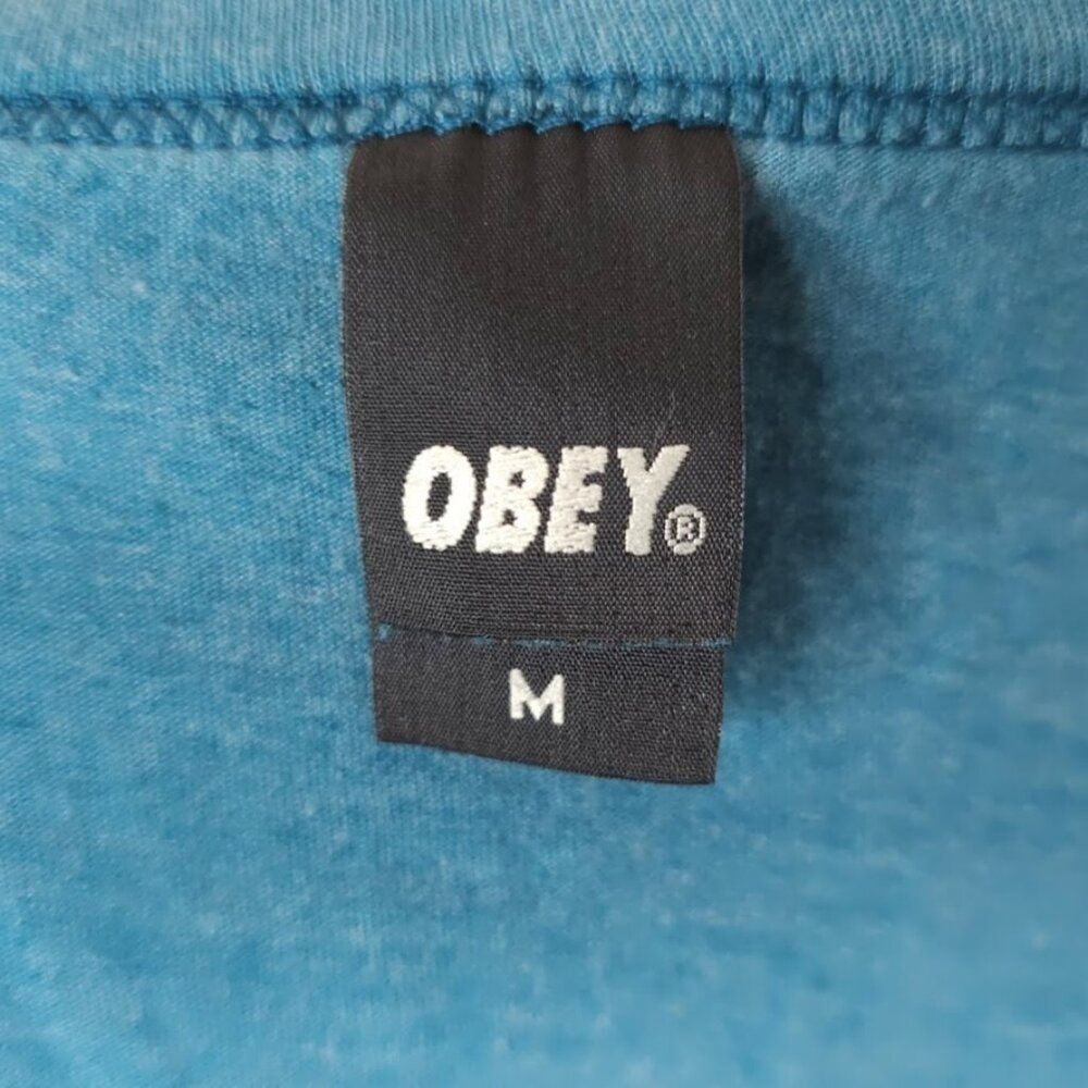 Obey T Shirt Womens Size Small Blue Arrow Made In USA - Picture 5 of 6